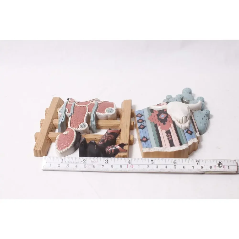 1995 Burwood Southwestern Wall Plaque Lot Saddle Boots Cow Skull ~260612-WH 1103